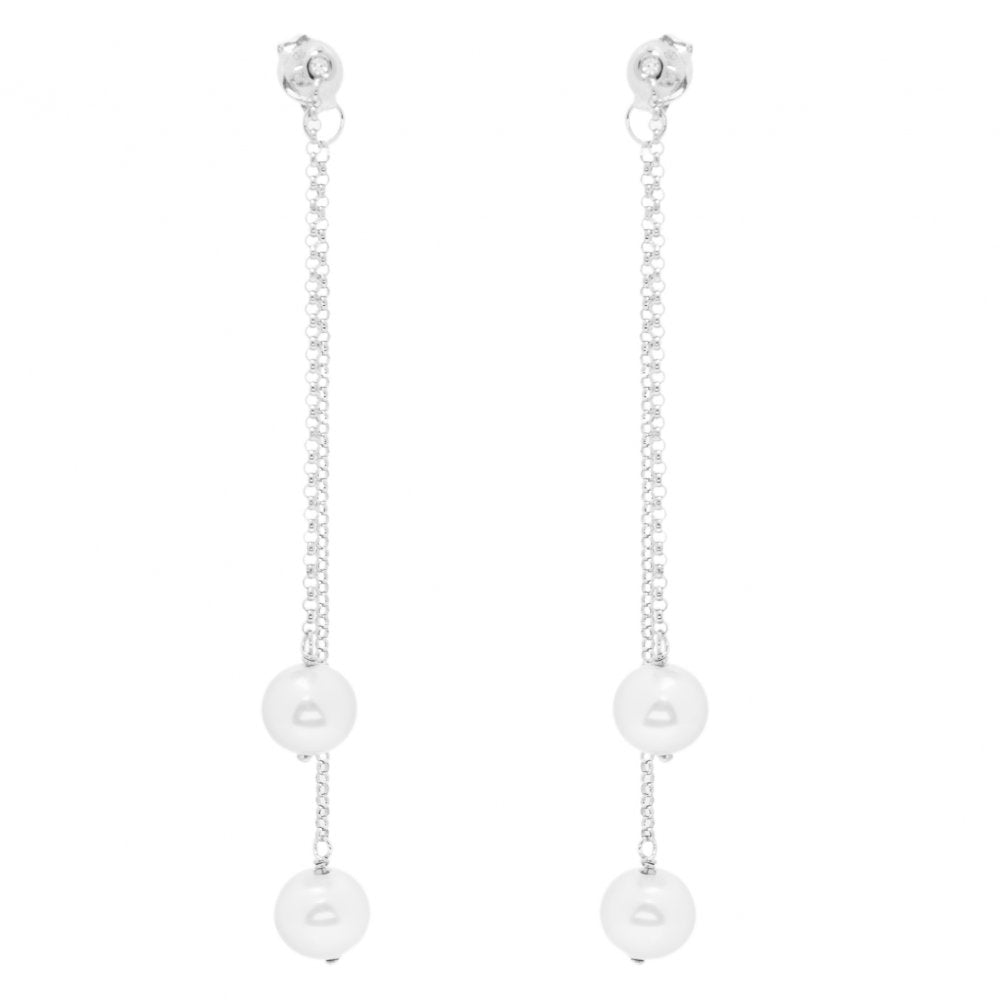 Double Pearl Drop Earrings
