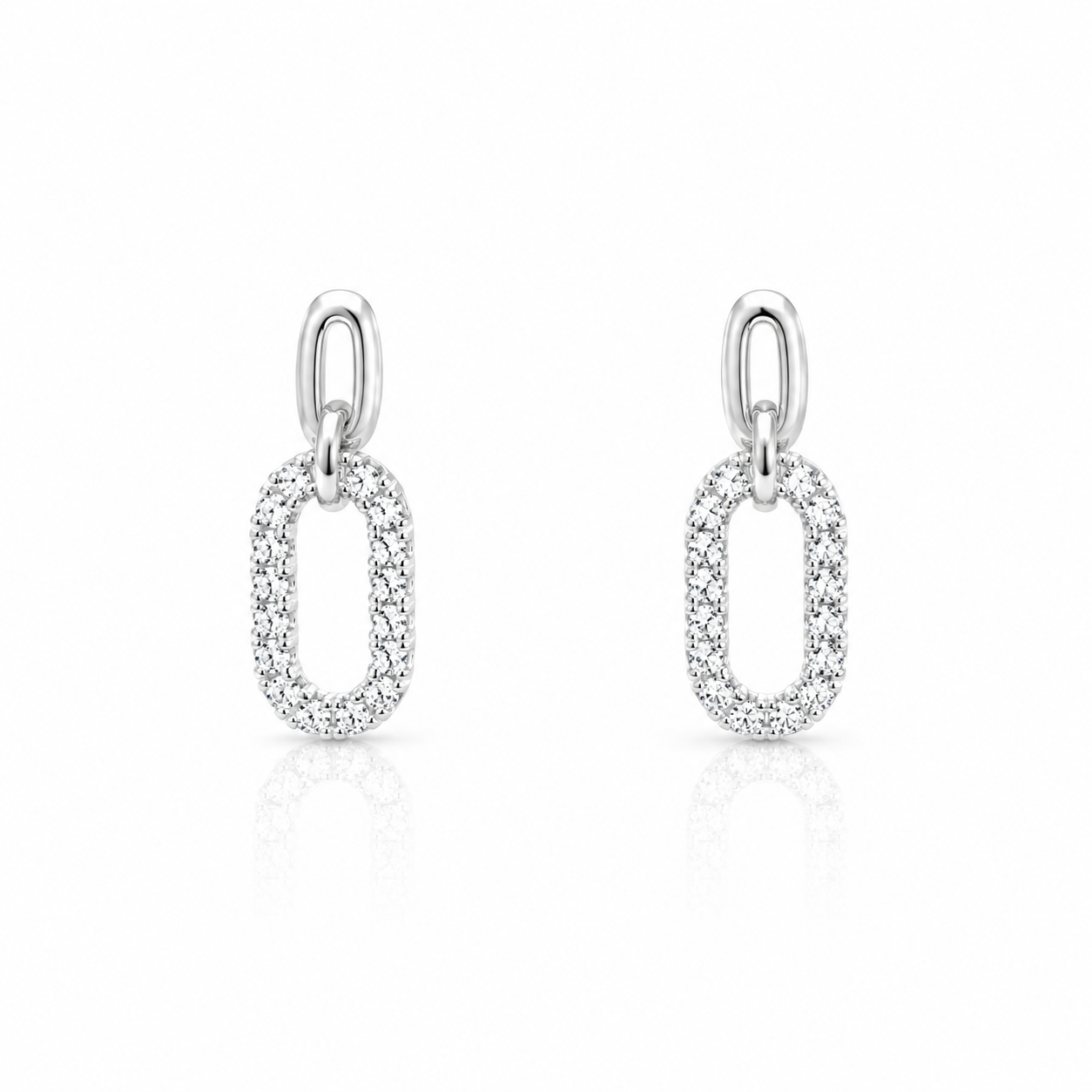Diamond Paperclip Drop Earrings