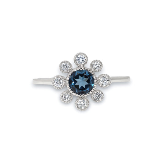 Blue Topaz & Diamond Ring