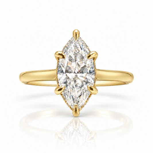 2.08 CT Marquise Lab-Grown Diamond Hidden Halo Engagement Ring