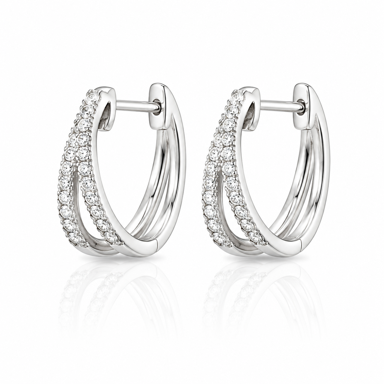 Diamond Split Hoop Huggie Earrings