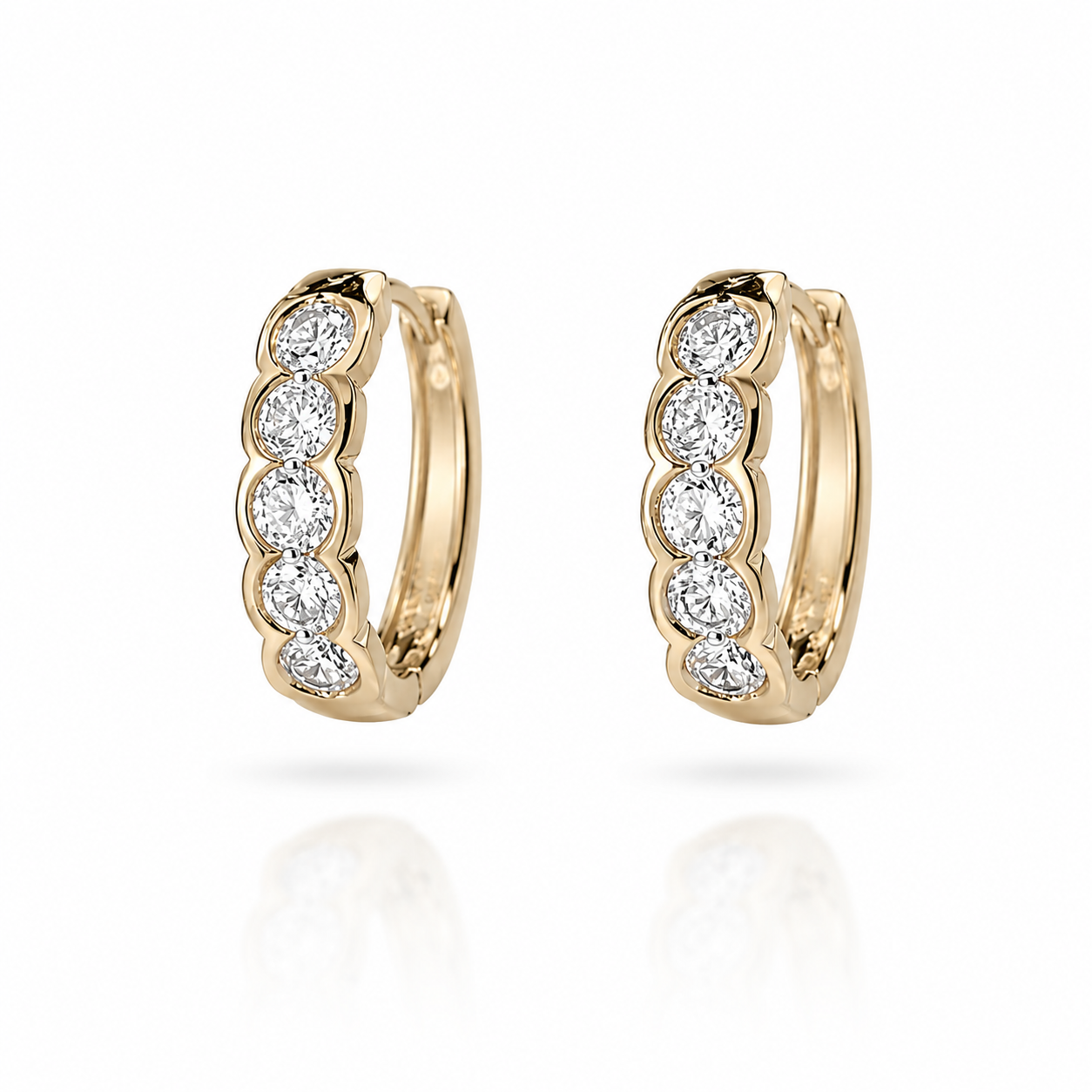Diamond Bubble Huggie Earrings