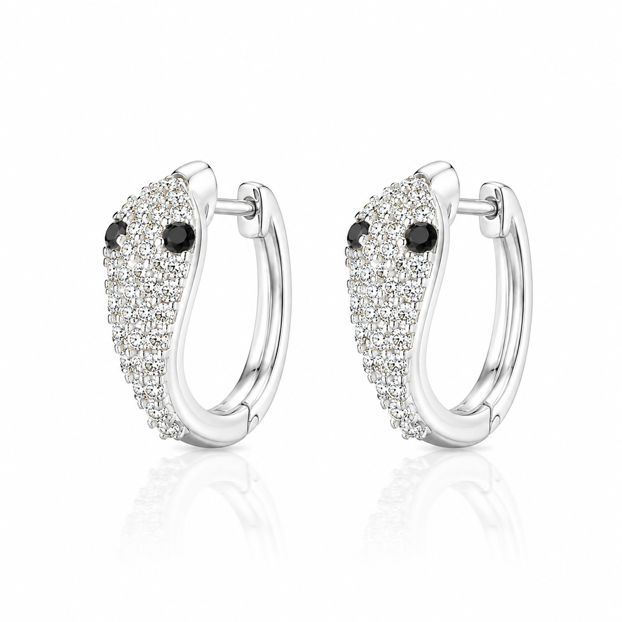 Serpent Diamond Huggie Hoop Earrings