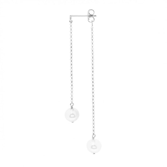 Double Pearl Drop Earrings Side View