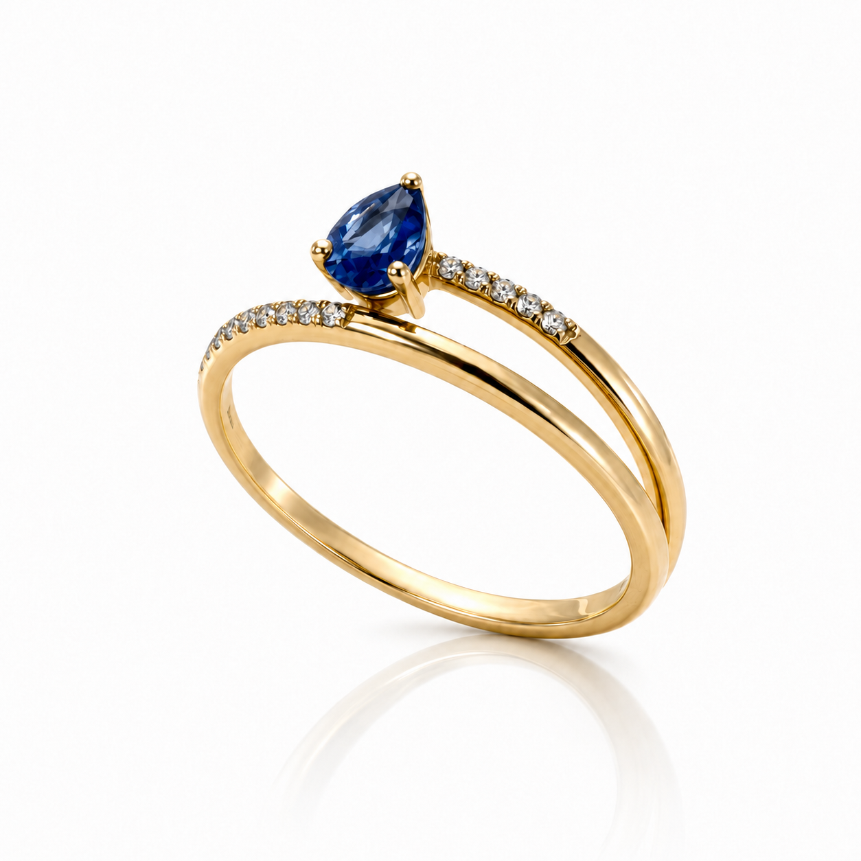 Pear Sapphire & Diamond Bypass Ring