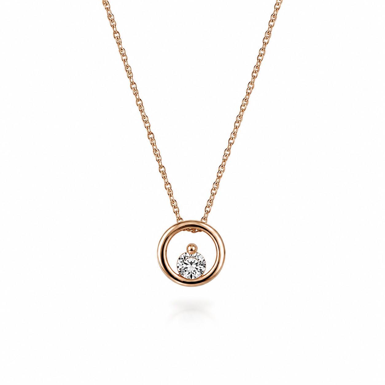 Floating Diamond Circle Necklace