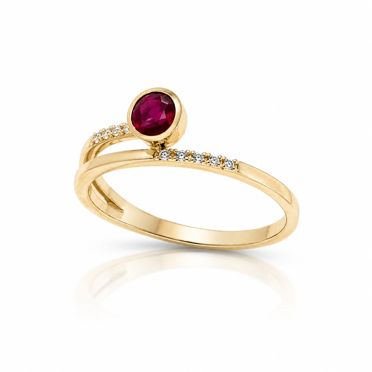 Bezel Ruby Bypass Ring