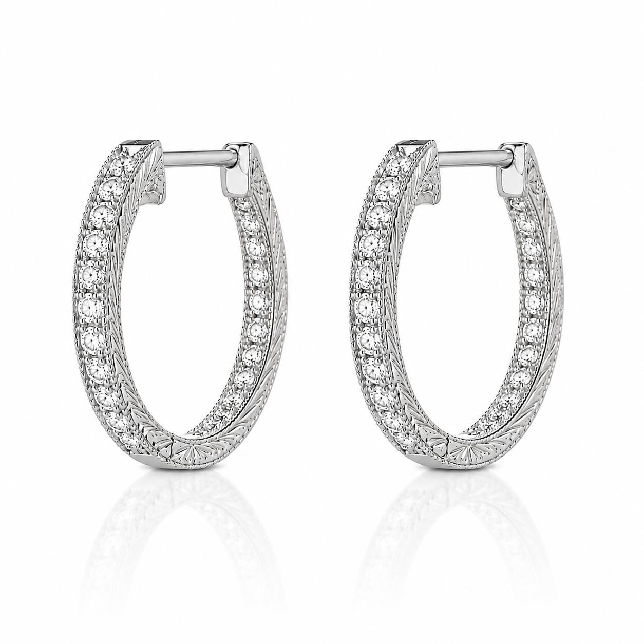 Vintage Inside-Out Diamond Hoop Earrings