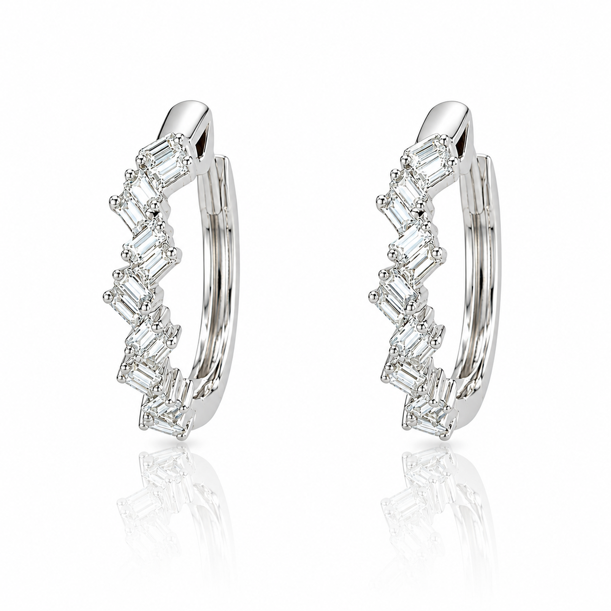 Baguette Diamond Hoop Earrings