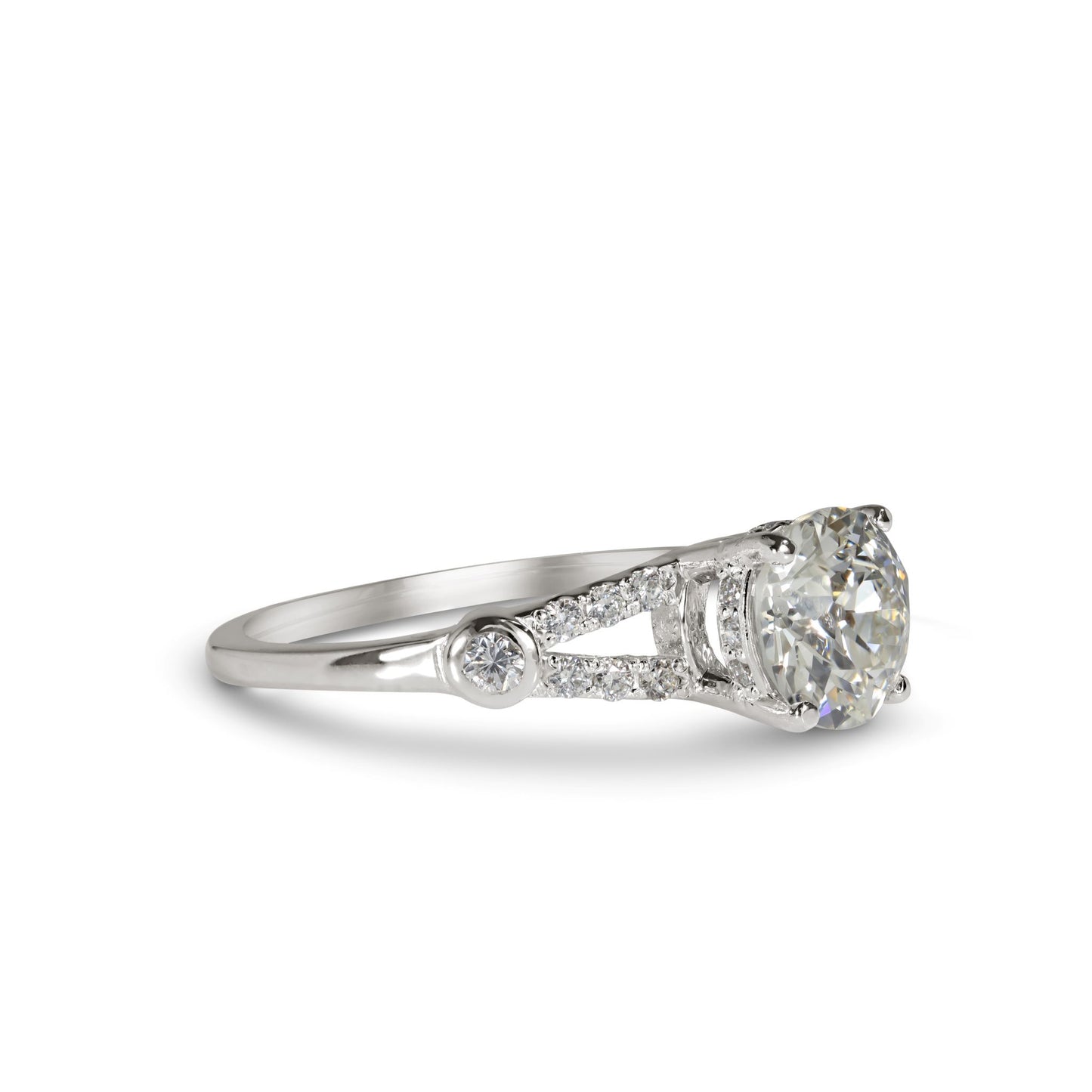 1.36 Carat European Cut Diamond Ring