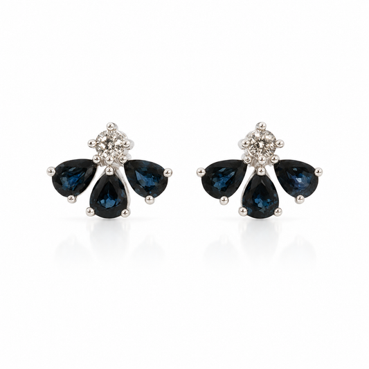 Diamond & Sapphire Pear Earrings