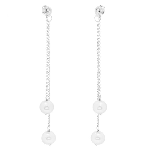 Double Pearl Drop Earrings