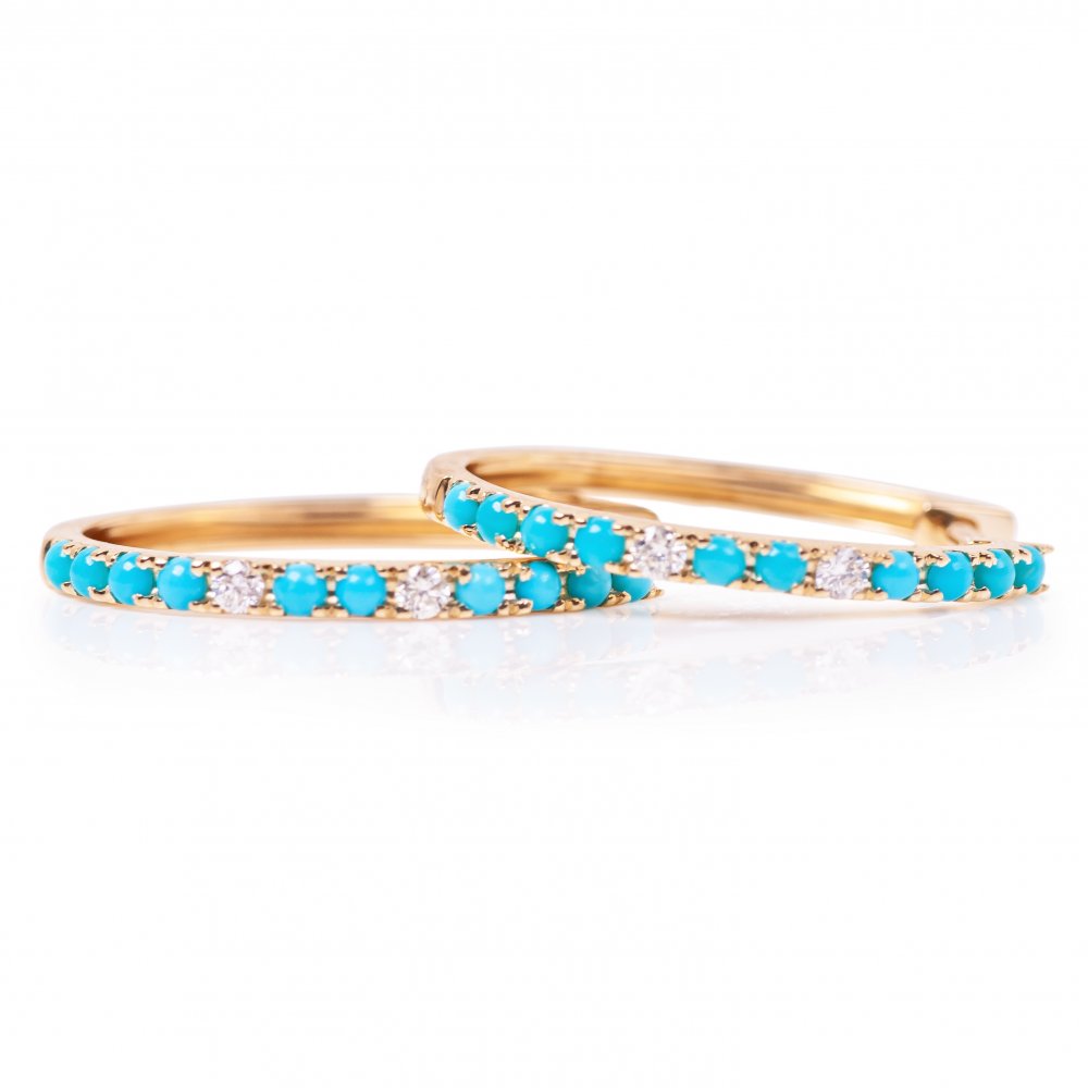 Turquoise Gold Hoops