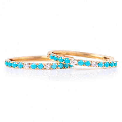 Turquoise Gold Hoops