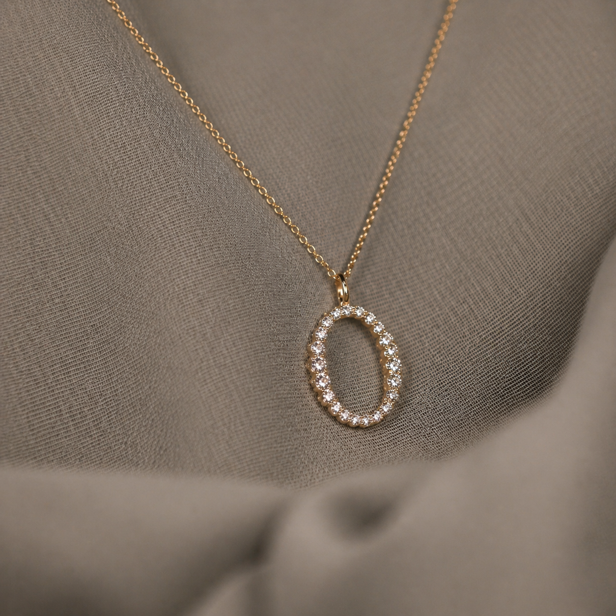 Diamond Oval Pendant Necklace