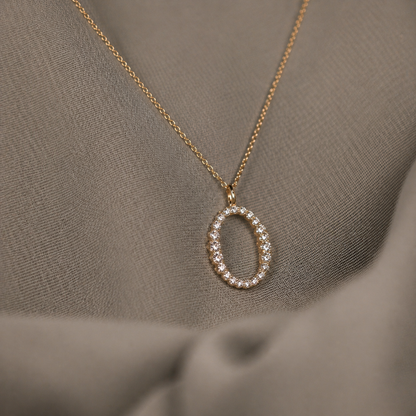Diamond Oval Pendant Necklace