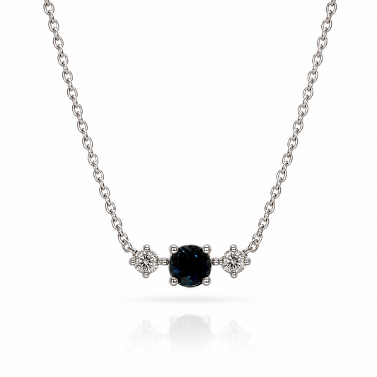 Sapphire & Diamond Three-Stone Necklace