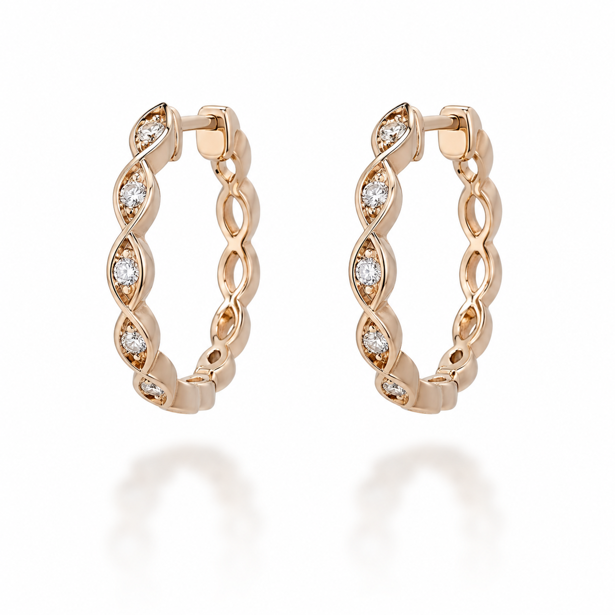 Twist Diamond Hoop Earrings