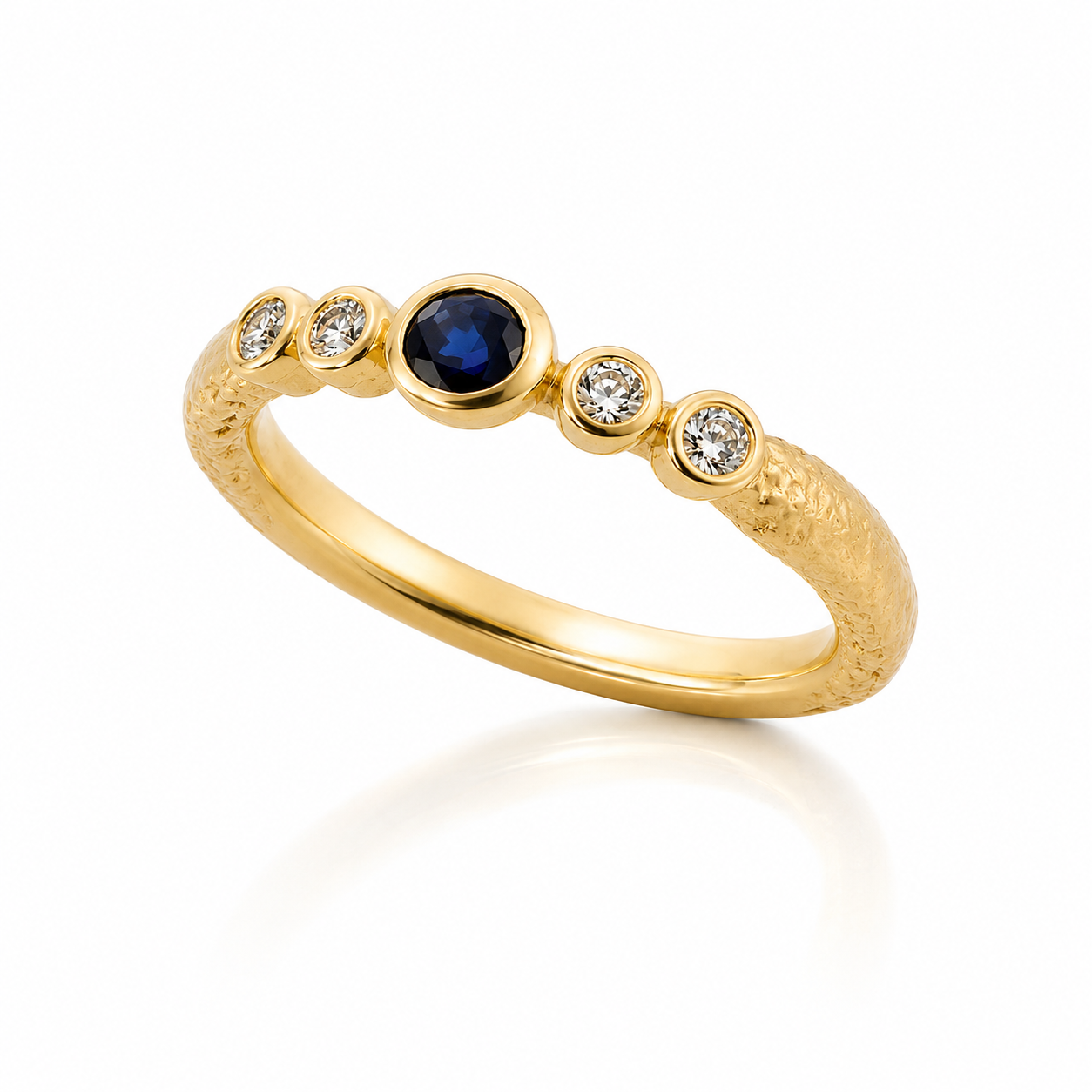 Sapphire & Diamond Matte finish Bezel Ring