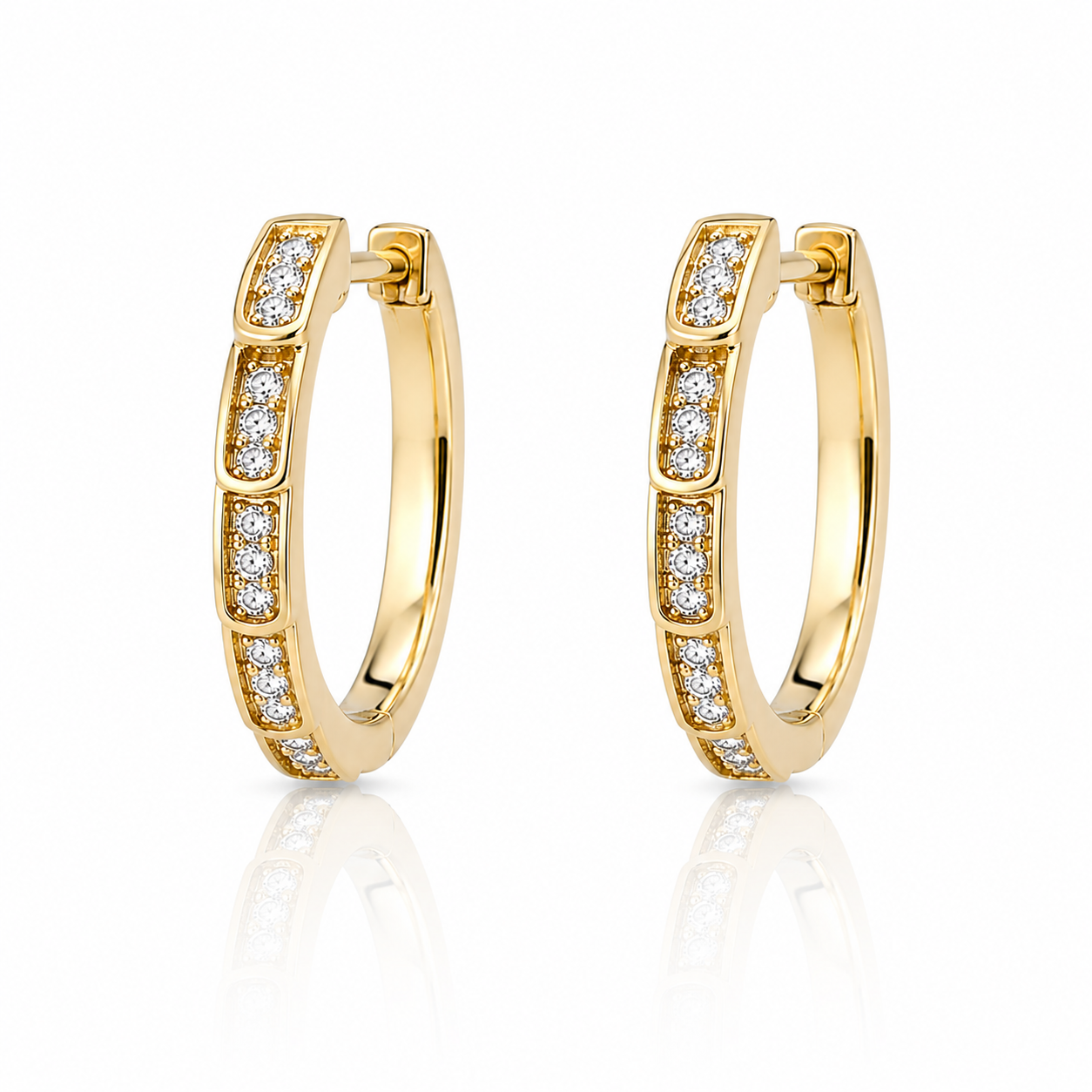 Diamond Panel Hoop Earrings