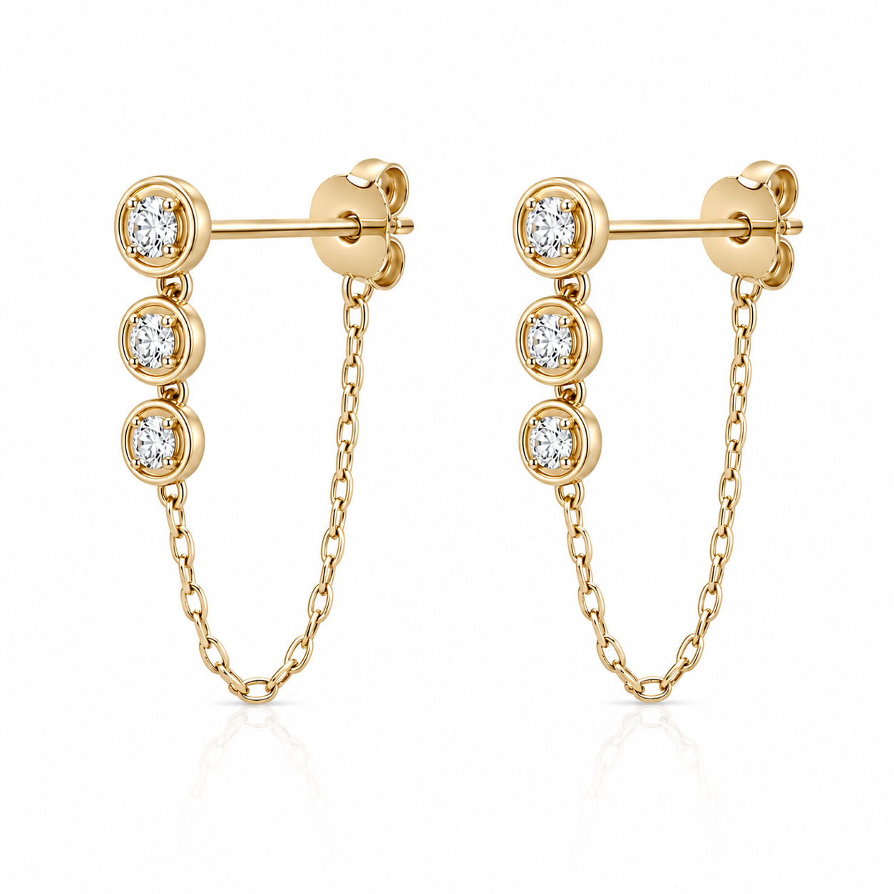 Diamond Drop Chain Earrings