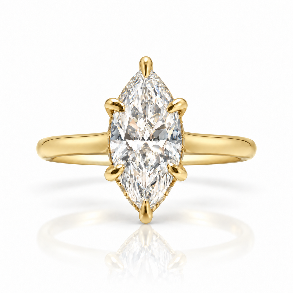 2.08 CT Marquise Lab-Grown Diamond Hidden Halo Engagement Ring