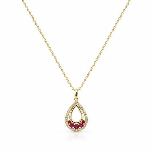 Ruby Pear Drop Necklace