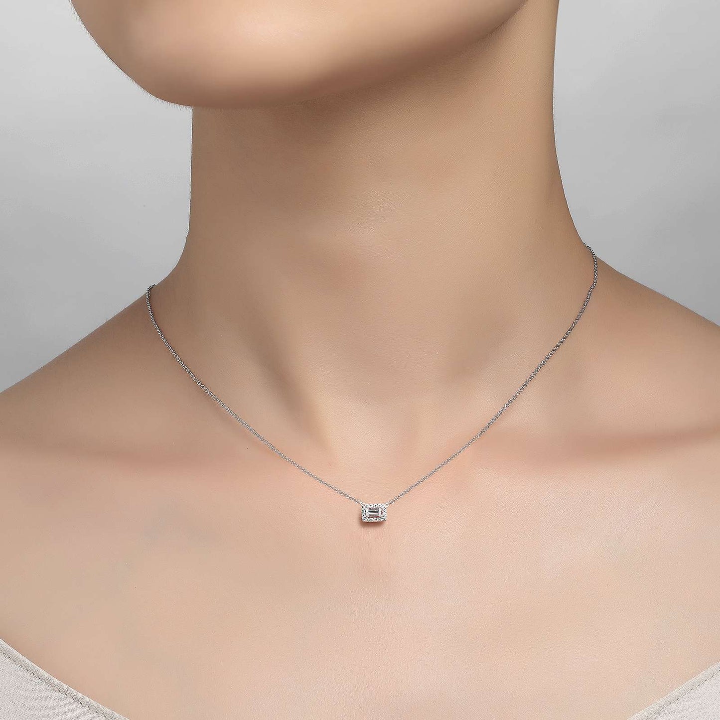 Lafonn Baguette Halo Necklace