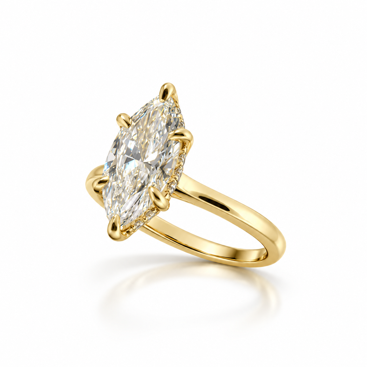 2.08 CT Marquise Lab-Grown Diamond Hidden Halo Engagement Ring