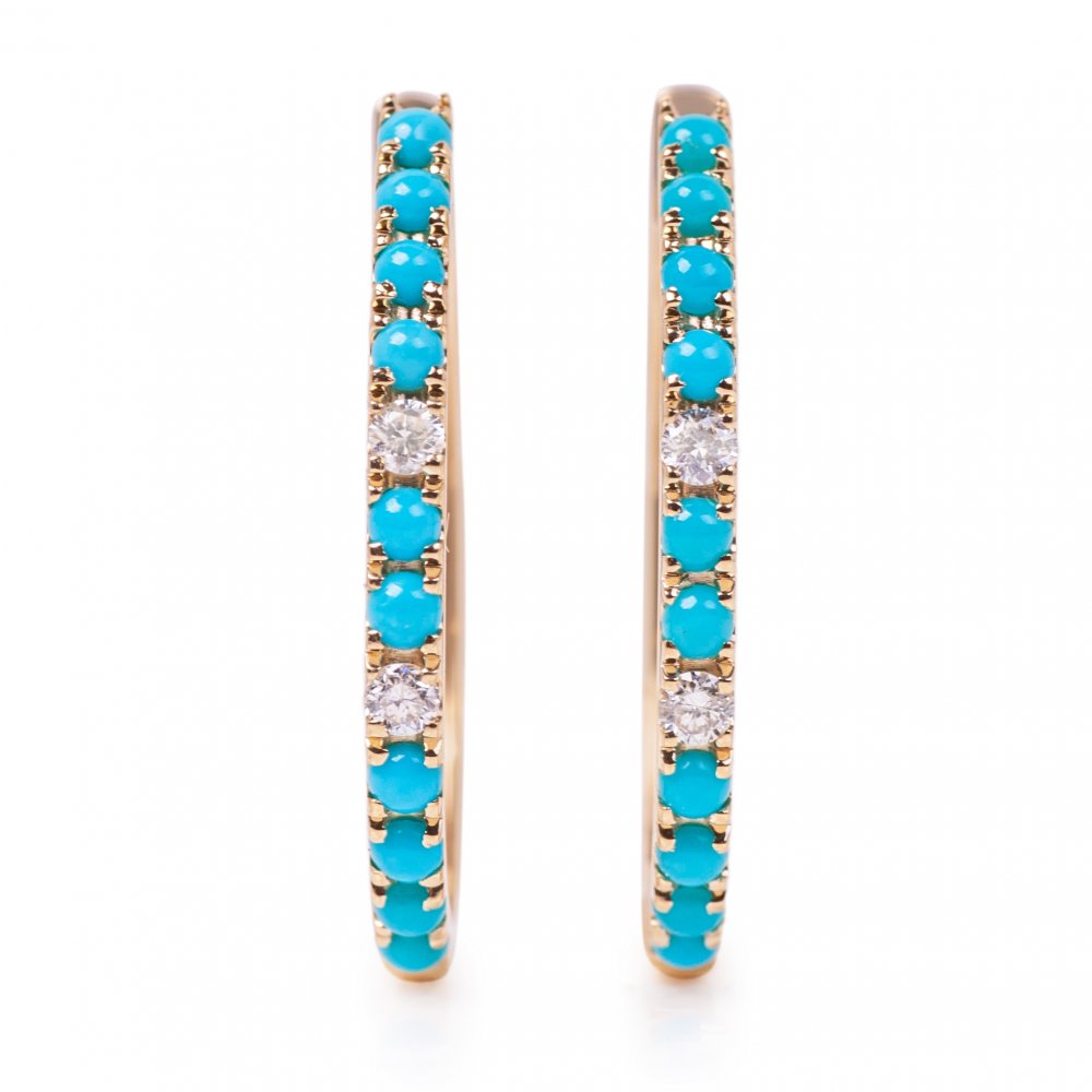 Turquoise Gold Hoops