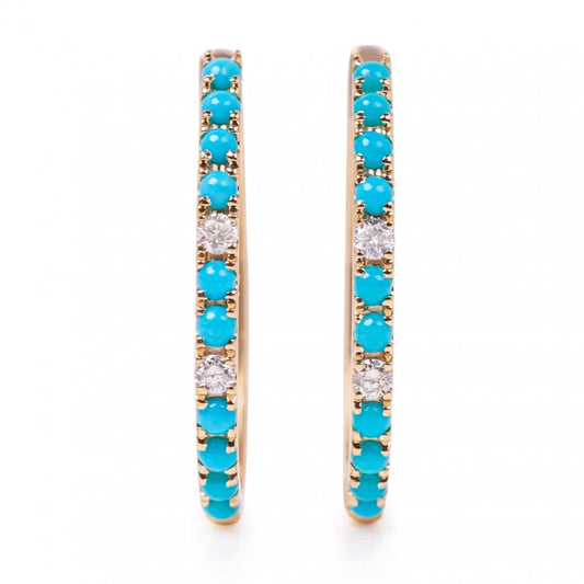 Turquoise Gold Hoops