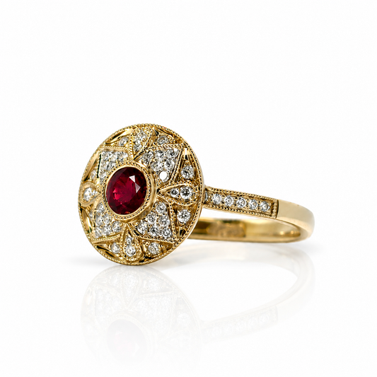 Ruby & Diamond Art Deco Ring