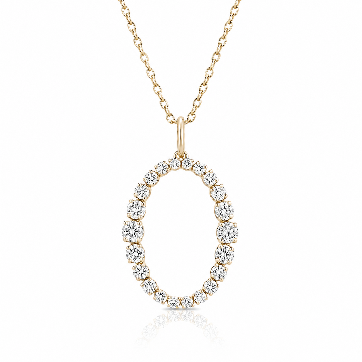Diamond Oval Pendant Necklace