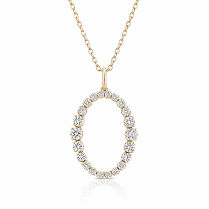 Diamond Oval Pendant Necklace