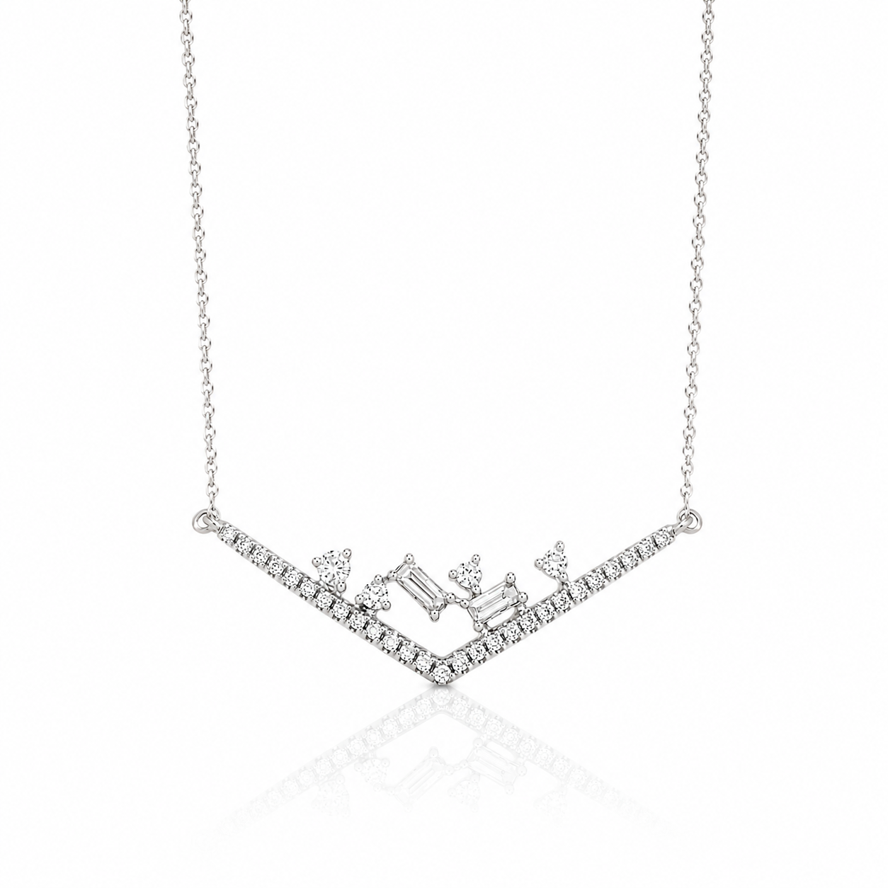 Diamond V Bar Necklace