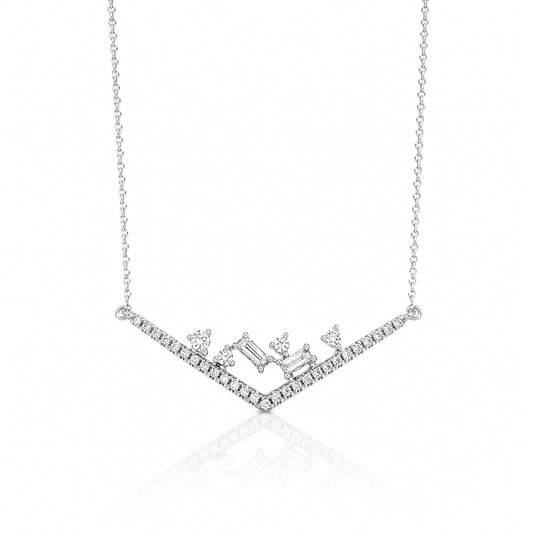Diamond V Bar Necklace