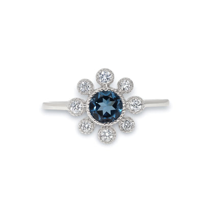 Blue Topaz & Diamond Ring