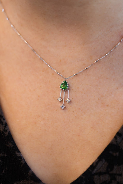 Chrome Tourmaline Necklace on neck