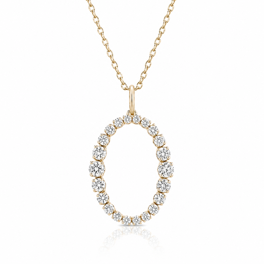 Diamond Oval Pendant Necklace