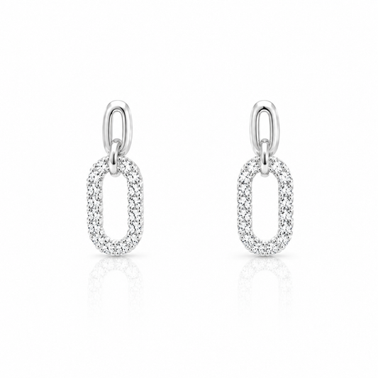 Diamond Paperclip Drop Earrings