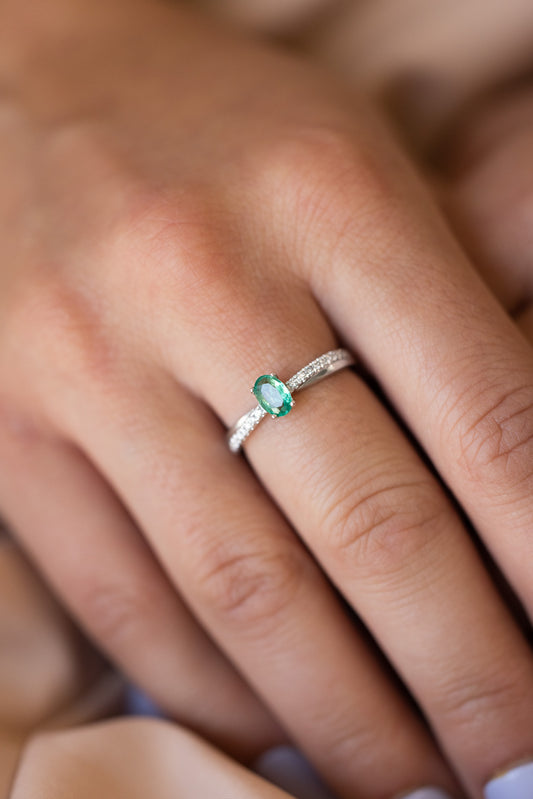 Oval Emerald and Diamond Ring