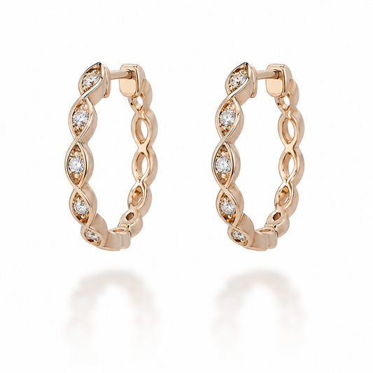 Twist Diamond Hoop Earrings