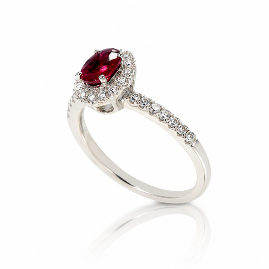 Ruby & Diamond Halo Ring