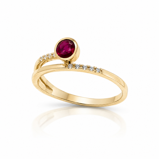 Bezel Ruby Bypass Ring