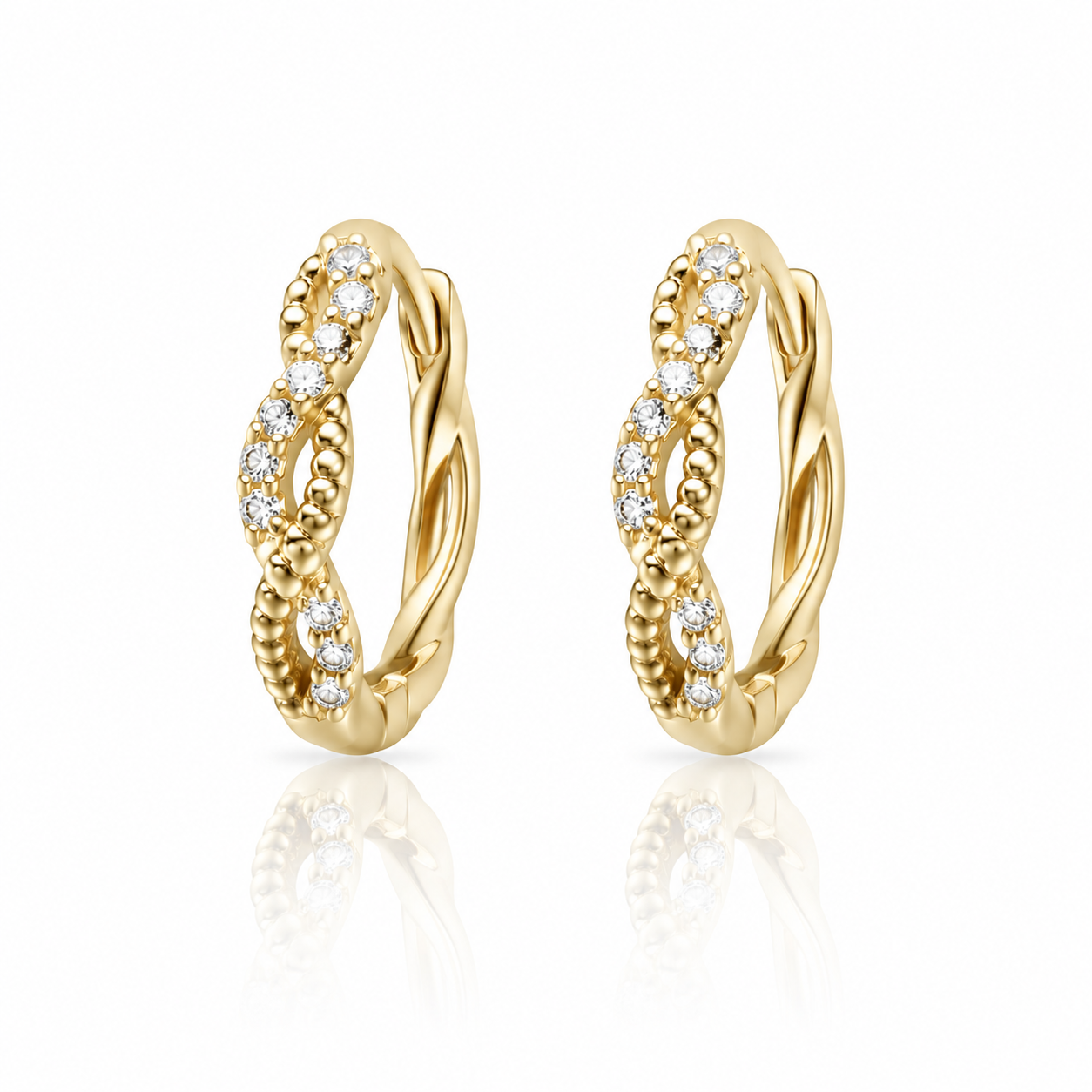 Split Rope Diamond Hoop Huggie Earrings