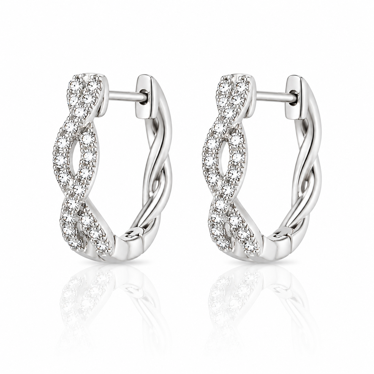 Entwined Diamond Huggie Hoop Earrings