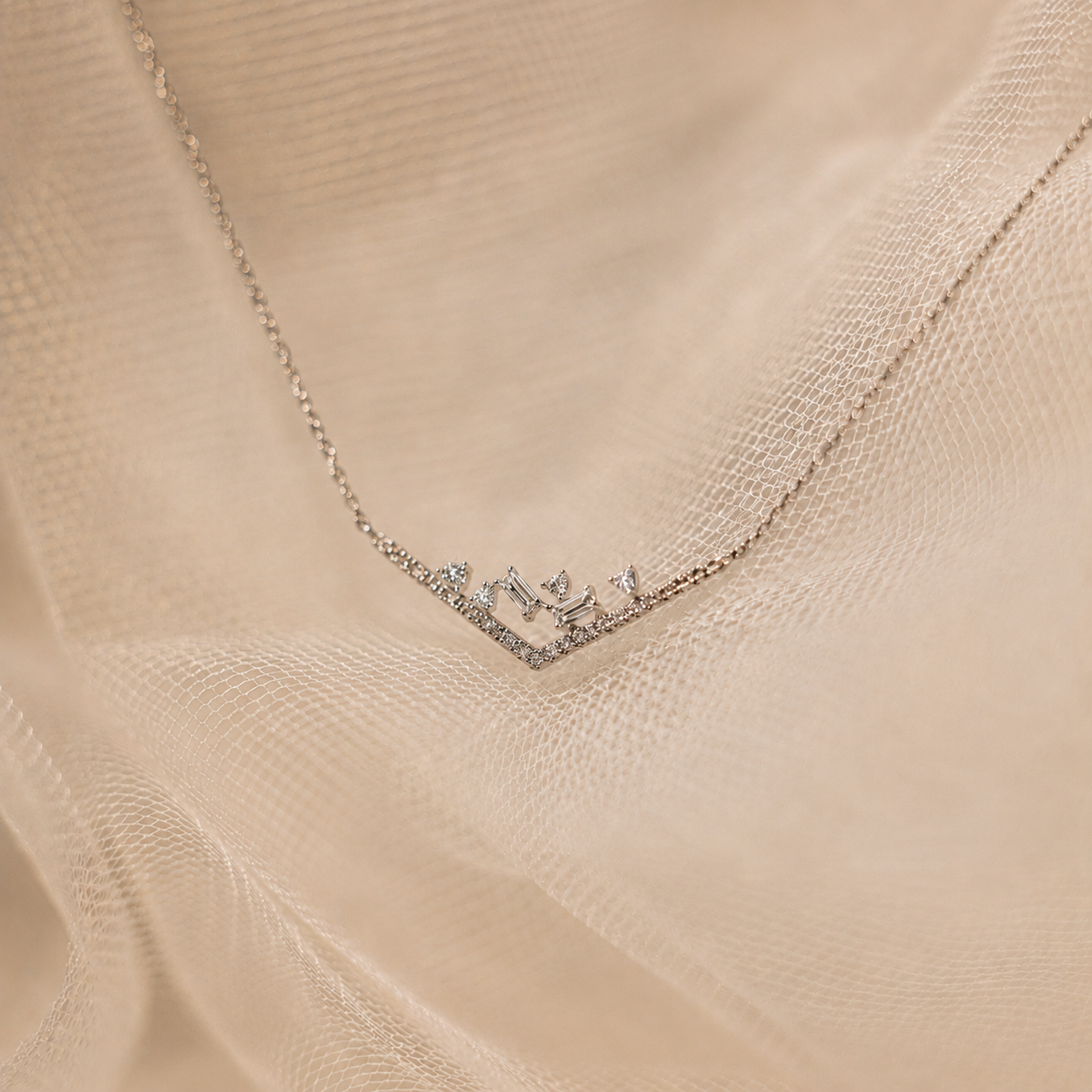 Diamond V Bar Necklace