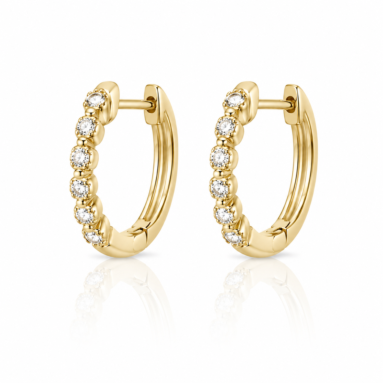 Petite Round Diamond Huggie Hoops