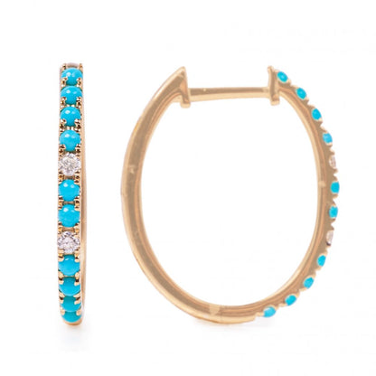 Turquoise Gold Hoops