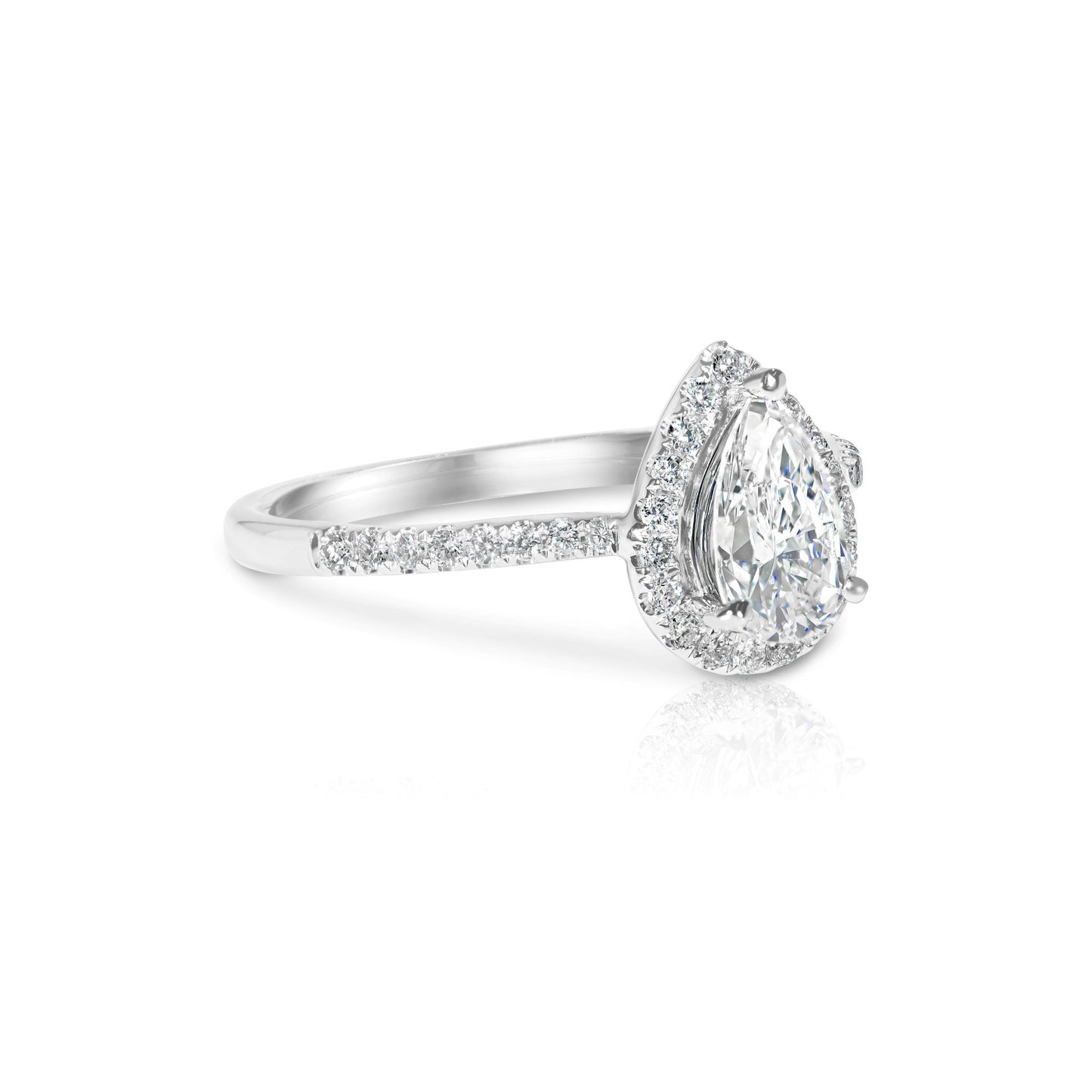 Pear Shape Halo Ring Side View